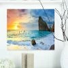 Design Art Art 'Vibrant Morning Sea With Yellow Sun' Seascape Metal Wall Art - 20 X 12