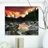 Design Art Art 'Rocky Mountain River At Sunset' Extra Large Wall Art Landscape - 20 X 12