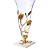 Classic Touch 15 Glass Vase With Leaf And Agate Stone Design
