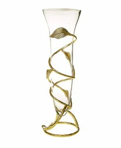 Classic Touch Glass Vase With Leaf Design