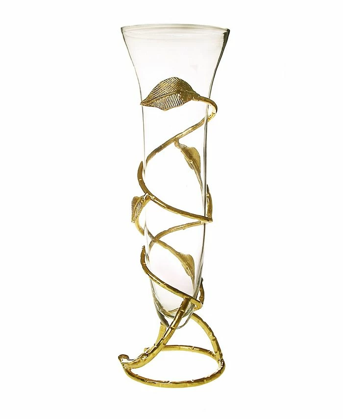 Classic Touch Glass Vase With Leaf Design