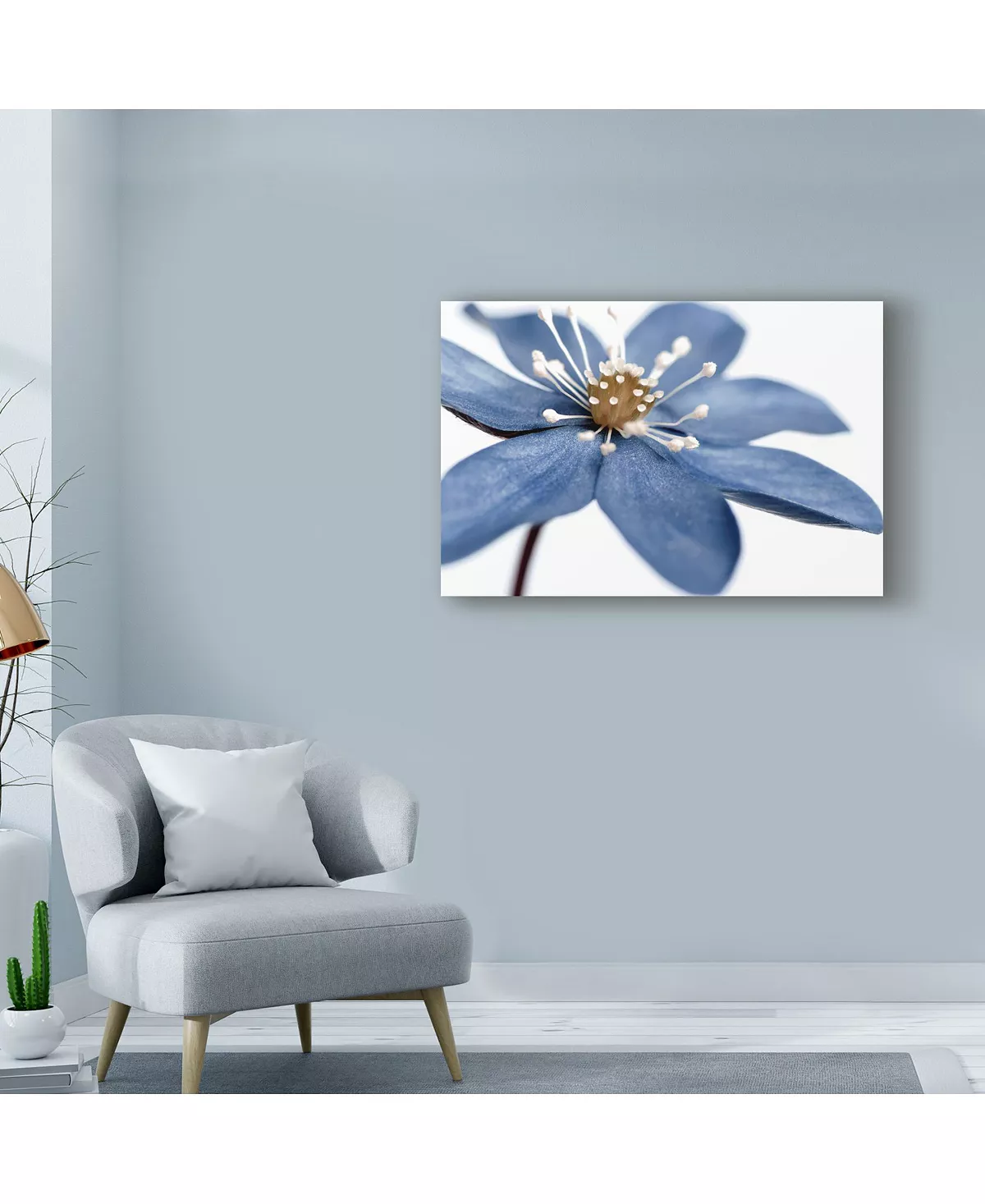 Trademark Global Quartermaine 'Blue Flower On White' Canvas Art - 24 X 16 - Image 3
