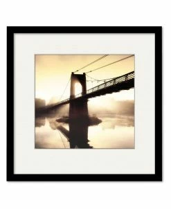 COURTSIDE MARKET Footbridge In The Setting Sun 16 X 16 Framed And Matted Art