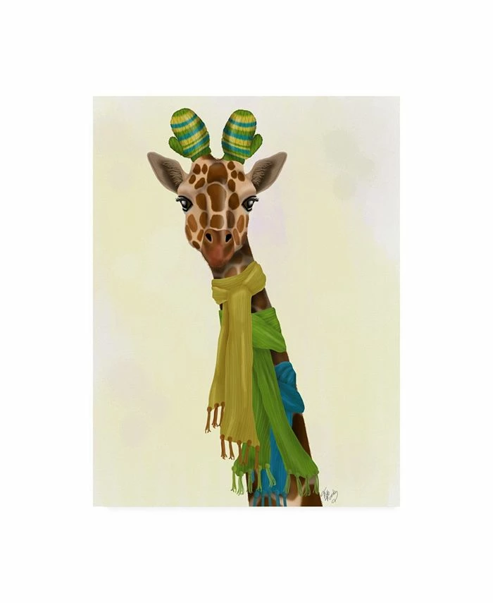 Trademark Global Fab Funky Giraffe And Scarves Canvas Art - 27 X 33.5
