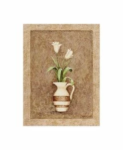 Trademark Global Debra Lake Flowers In A Striped Vase Canvas Art - 15.5 X 21