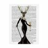 Trademark Global Fab Funky Glamour Deer In Black Canvas Art - 36.5 X 48