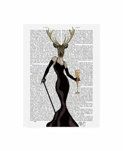 Trademark Global Fab Funky Glamour Deer In Black Canvas Art - 36.5 X 48