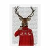 Trademark Global Fab Funky Deer In Ski Sweater Canvas Art - 15.5 X 21