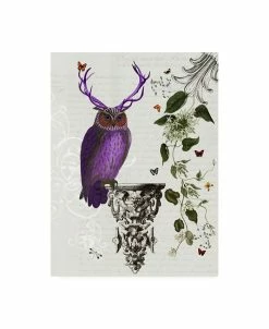 Trademark Global Fab Funky Purple Owl With Antlers Canvas Art - 36.5 X 48