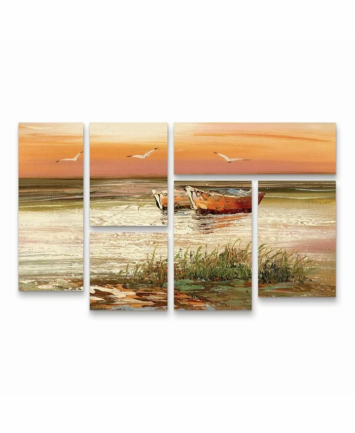 Trademark Global Rio Florida Sunset Multi Panel Art Set 6 Piece - 49 X 19