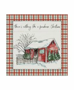 Trademark Global Anne Tavoletti Holiday On The Farm IV Plaid Canvas Art - 27 X 33