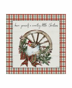 Trademark Global Anne Tavoletti Holiday On The Farm V Plaid Canvas Art - 27 X 33