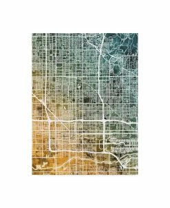 Trademark Global Michael Tompsett Phoenix Arizona City Map Teal Orange Canvas Art - 15 X 20