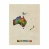 Trademark Global Michael Tompsett Australia Continent Watercolor Map Canvas Art - 37 X 49
