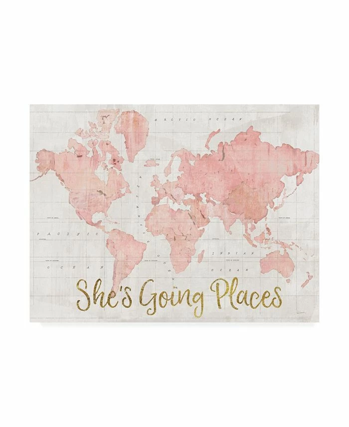 Trademark Global Sue Schlabach Across The World She's Going Places Pink Canvas Art - 20 X 25