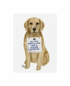 Trademark Global Fab Funky Love And Golden Retriever Canvas Art - 20 X 25