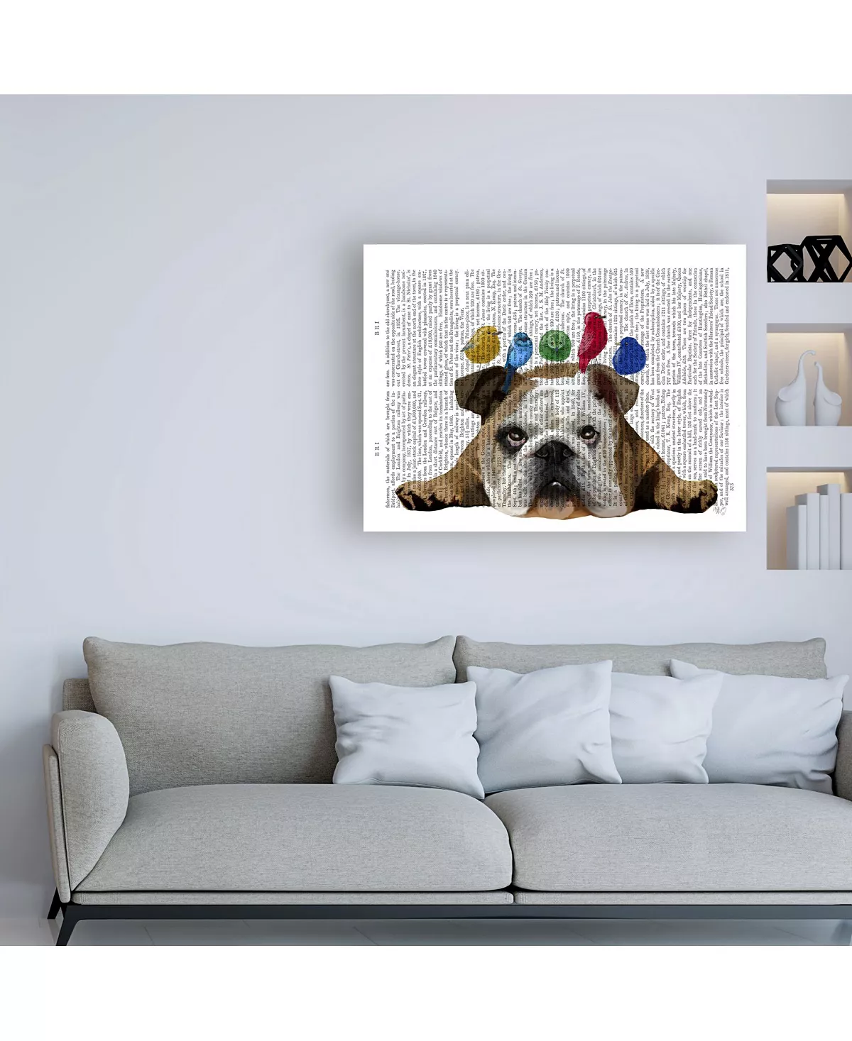 Trademark Global Fab Funky English Bulldog And Birds Canvas Art - 19.5 X 26 - Image 3