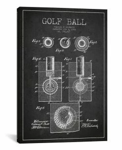 ICanvas Golf Ball Charcoal Patent Blueprint By Aged Pixel Wrapped Canvas Print - 26 X 18
