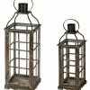 Glitzhome Set Of 2 Oversized Wood And Metal Lantern