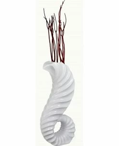 Uniquewise Tall Floor Vase For Home Decor, White Horn Floor Vase, 32-Inch-High Unique Decorative Vase Flower Holder, A Great Addition To Your Home Interior Decoration
