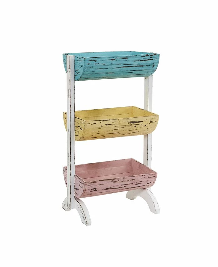 Nearly Natural 23-In. Three Shelf Farmhouse Multipurpose Stand/Planter