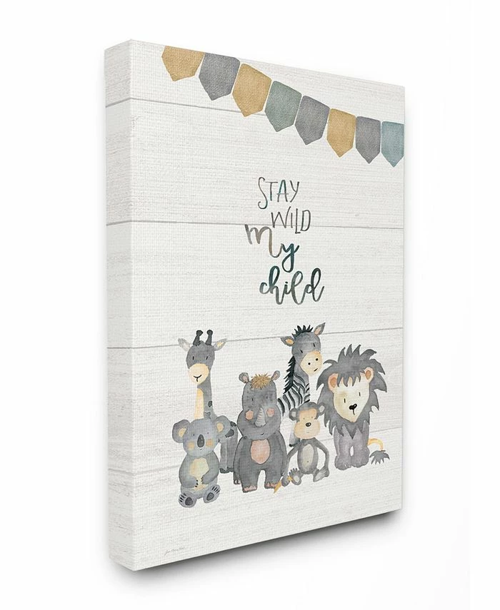 Stupell Industries Ay Wild My Child Animals Canvas Wall Art, 24 X 30