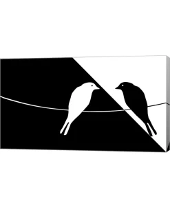 Metaverse Black And White Birds By Mindy Sommers Canvas Art, 27.5 X 16