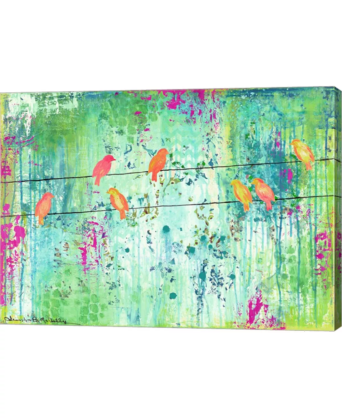 Metaverse Birds On A Wire By Jennifer McCully Canvas Art, 27.25 X 20