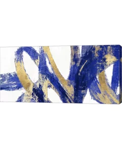 Metaverse Indigo Abstract V By PI Galerie Canvas Art, 32 X 16