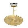 Classic Touch Gold Round Chip And Dip Bowl With Lotus Flower Design