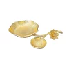 Classic Touch Gold Chip And Dip Bowl With Lotus Flower Design