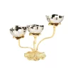 Classic Touch 3 Bowl Stainless Steel Relish Dish With Gold Lotus Foot