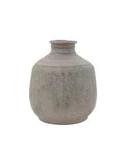 Bloomingville Grey Terracotta Vase With Distressed Blue Design