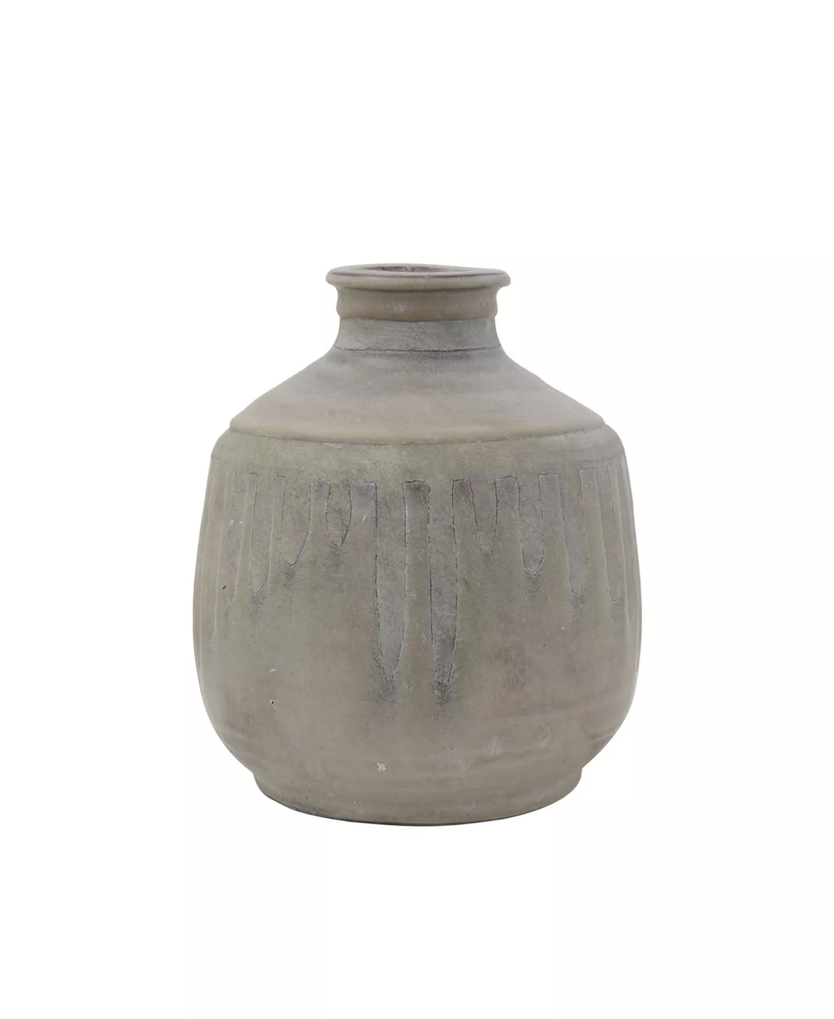 Bloomingville Grey Terracotta Vase With Distressed Blue Design