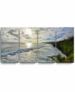 Ready2HangArt Island Escape 4 Piece Wrapped Canvas Coastal Wall Art Set, 24 X 48