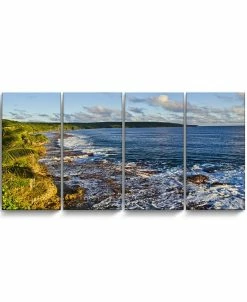 Ready2HangArt Breakaway 4 Piece Wrapped Canvas Coastal Wall Art Set, 20 X 48