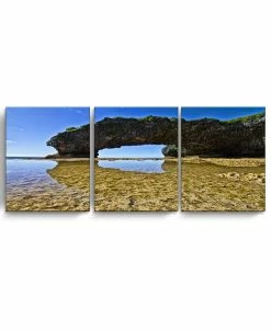 Ready2HangArt Qua Rocks II 3 Piece Wrapped Canvas Coastal Wall Art Set, 20 X 48