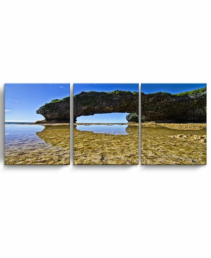 Ready2HangArt Qua Rocks II 3 Piece Wrapped Canvas Coastal Wall Art Set, 20 X 48