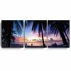 Ready2HangArt Mex Sunset 3 Piece Wrapped Canvas Coastal Wall Art Set, 20 X 48