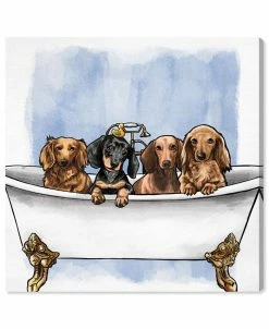 Oliver Gal Dachs In The Tub Canvas Art - 20 X 20 X 1.5