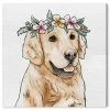 Oliver Gal Floral Crowned Golden Retriever Canvas Art Collection