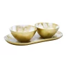 Classic Touch Marbleized 2 Bowl Relish Dish