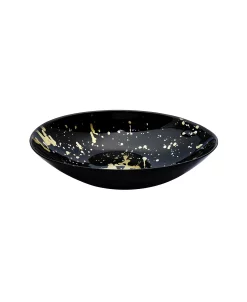 Classic Touch 12.5 Oval Shaped Bowl With Splashy Gold Tone Design