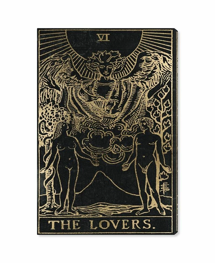 Oliver Gal Ther Lovers Tarot Gold Canvas Art Collection