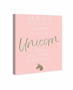 Oliver Gal 24113 Always Be A Unicorn Blush Canvas Art, 30 X 45