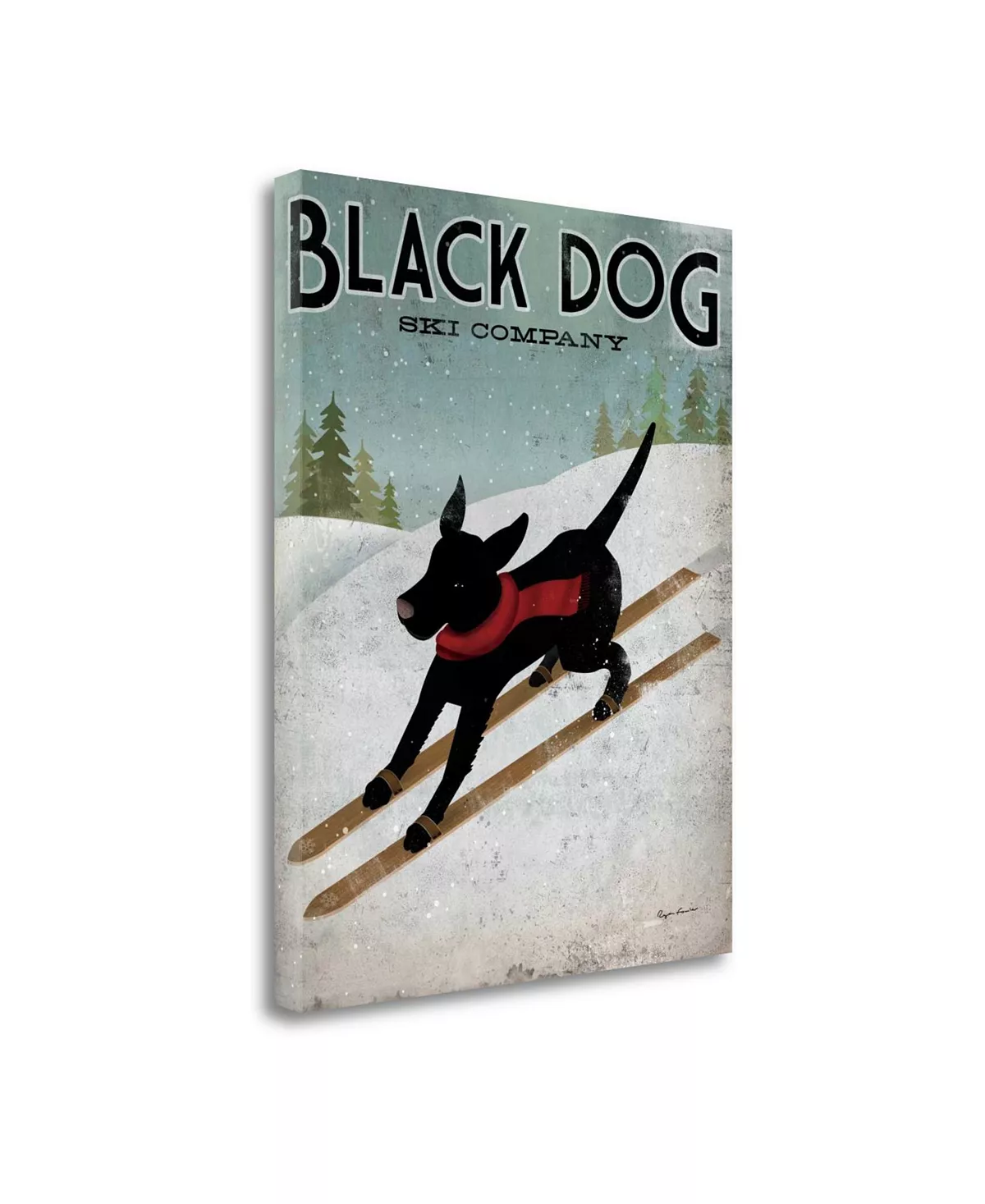 Tangletown Fine Art Black Dog Ski By Ryan Fowler Giclee Print On Gallery Wrap Canvas, 25 X 32 - Image 2