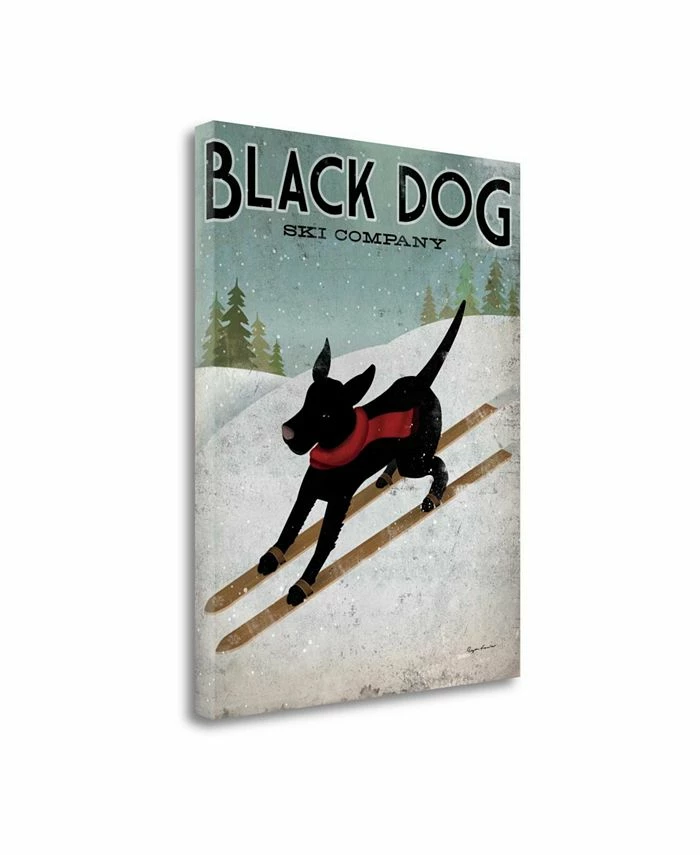 Tangletown Fine Art Black Dog Ski By Ryan Fowler Giclee Print On Gallery Wrap Canvas, 25 X 32