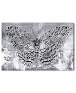 Oliver Gal Silver Winged Butterfly Canvas Art, 45 X 30