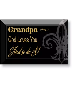 Dexsa Grandpa God Loves You And So Do I Glass Plaque With Easel, 6 X 4