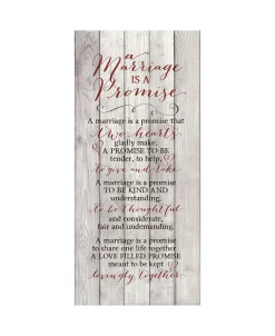 Dexsa A Marriage Is A Promise New Horizons Wood Plaque, 5.5 X 12